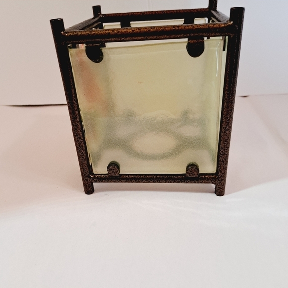 Hand Painted Red Cardinal  Frosted Etched Glass Square Candle Lantern Holder - Picture 2 of 5